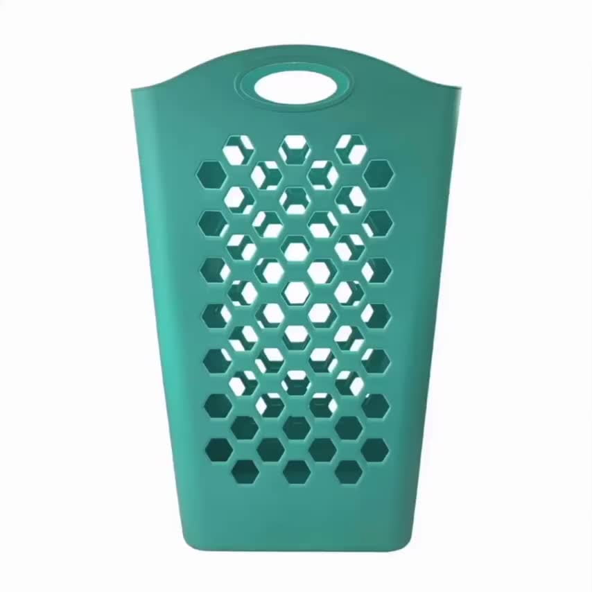 (2 pack) Mainstays Flexible Square Plastic Laundry Hamper Basket, Blue