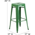 thumbnail image 2 of WYDK Commercial Grade 30" H Backless Green Metal Indoor-Outdoor Barstool, Square, 2 of 10