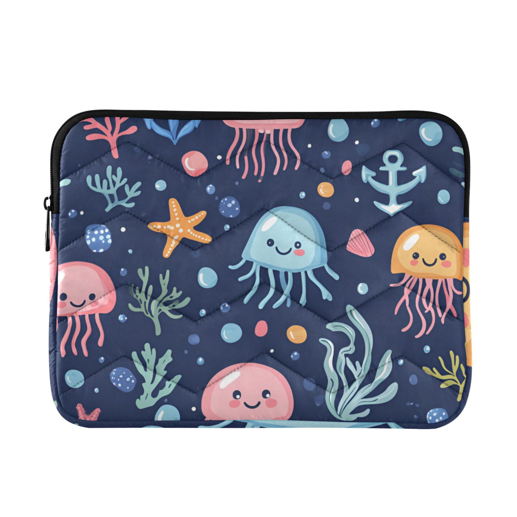 FORMRS 13-13.3 inch Laptop Sleeve Case Soft Carrying Quilted Computer Bag Cover, Yellow Jellyfish