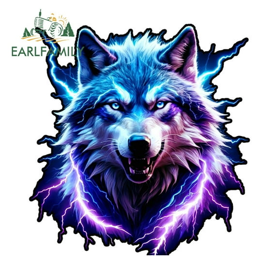 EARLFAMILY 5.1" Wolf Car Stickers Interesting Motorcycle Windshield Helmet Skateboard Vinyl Decals Occlusion Scratch Personality Exterior Accessories