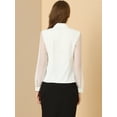 thumbnail image 3 of Blusa Allegra K De Manga Larga Gasa Cuello Anudado Blanco XL, 3 of 5