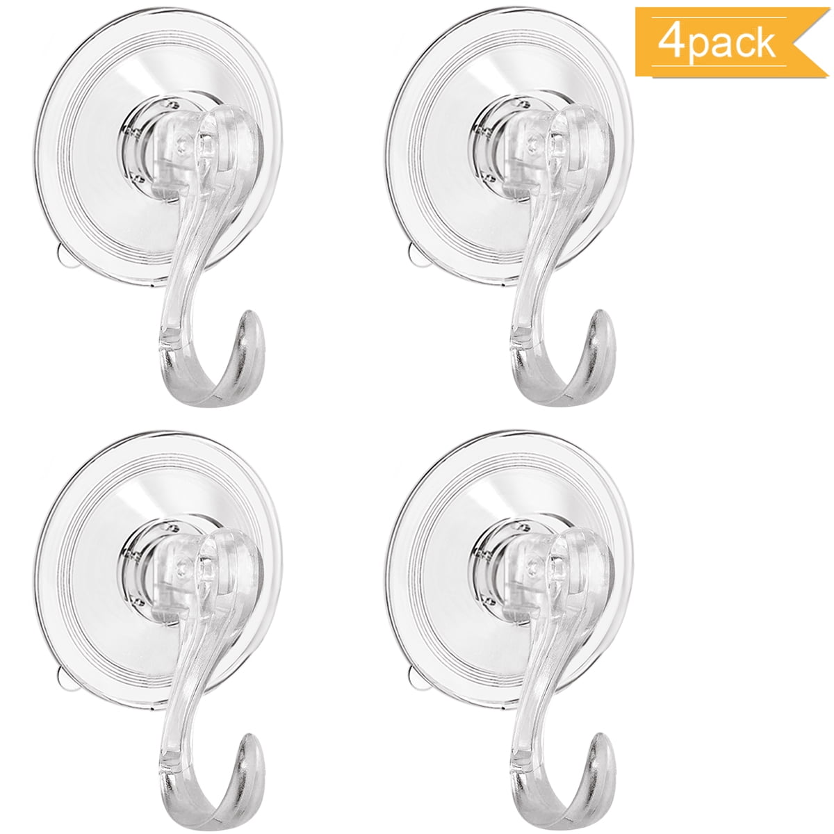 Suction Hooks No Drill Ulinek 4 Pack Suction Cup Hook Bathroom Kitchen Shower Wall Window Glass Door Sucker Hooks for Hanging Towel Coat Clothes Hanger Holder Heavy Duty Max 5KG