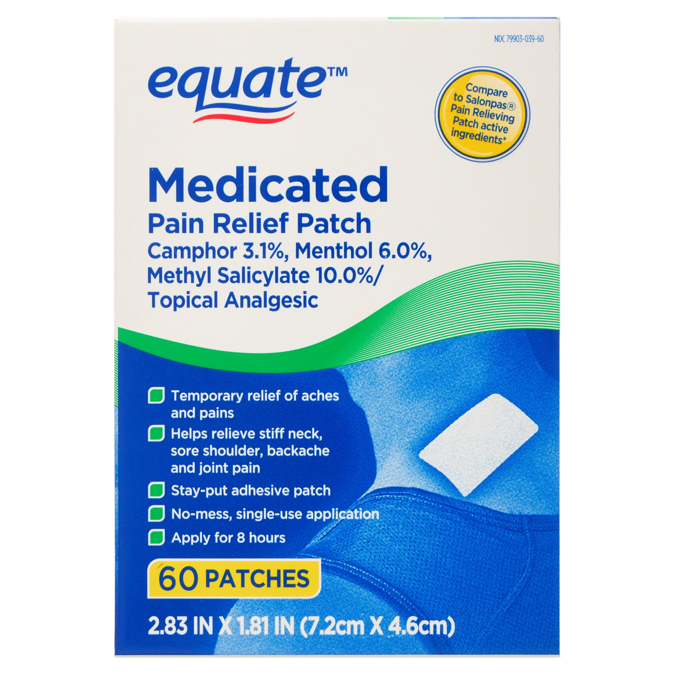 Equate Medicated Pain Relief Patches, Topical Analgesic, 20 Count