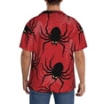 thumbnail image 3 of Lsque Spider print Men's Cuban Collar Short Sleeve Shirt Summer Beachwear Casual Button Down Fashionable Vacation Leisure Shirt-Medium, 3 of 7