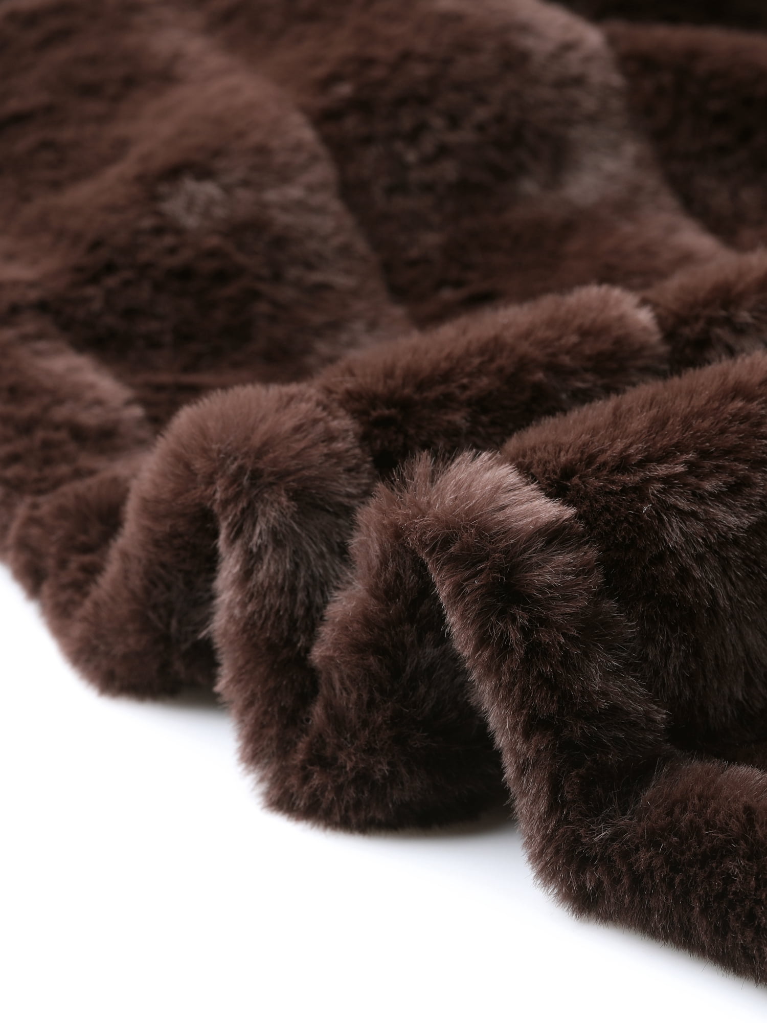 DARING DIVA Women's Plus Size Faux Fur Open Front Winter Jacket 4X Brown
