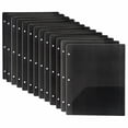 thumbnail image 2 of 100 Pack Two Pocket Plastic Translucent 3-Ring Hole Punch Folders, 11.5”L x 9.5”W for Filing / Storing Paper Work, Black, 2 of 6