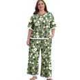 thumbnail image 2 of MINTREUS Lounge Sets for Women Plus Size Pajamas Neck Pullover Top Wide-Leg Pants Women's PJ Casual Set 1X-5X, 2 of 11