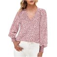thumbnail image 2 of Patlollav Pntutb Womens Blouses,Ladies Loose Print V-Neck Long Sleeve Tops, 2 of 7
