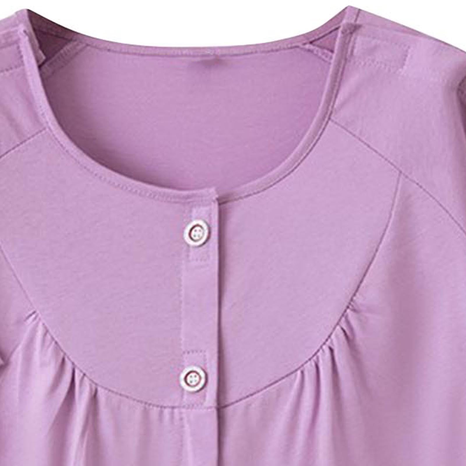 JGGSPWM Womens Adaptive Cotton Post Shoulder Surgery Shirts for After Rotator Cuff Recovery Arm Broken Top Purple L