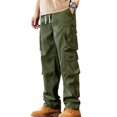 thumbnail image 2 of Work Pants For Men Retro Trend Versatile Plus Size Loose Straight Leg Casual Pants for Construction, Outdoor and Workwear,Green,XL, 2 of 5