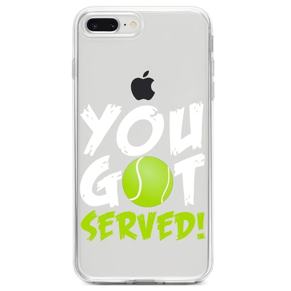 DistinctInk Clear Shockproof Hybrid Case for iPhone 7 PLUS / 8 PLUS (5.5" Screen) TPU Bumper Acrylic Back Tempered Glass Screen Protector - You Got Served Tennis