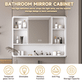 thumbnail image 6 of Tcbosik 35" x 28" Medicine Cabinet with Mirror and LED Lights, Wall Mounted Cabinet with Hair Dryer Stand & Cosmetic Storage, Accent Cabinet with Anti-Fog & Defogging & Memory Function, White, 6 of 11