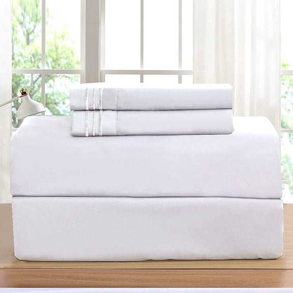 Elegant Comfort 1500 Series 4-Piece Twin Sheet Set, Deep Pocket Cooling Microfiber Bed Sheets, White