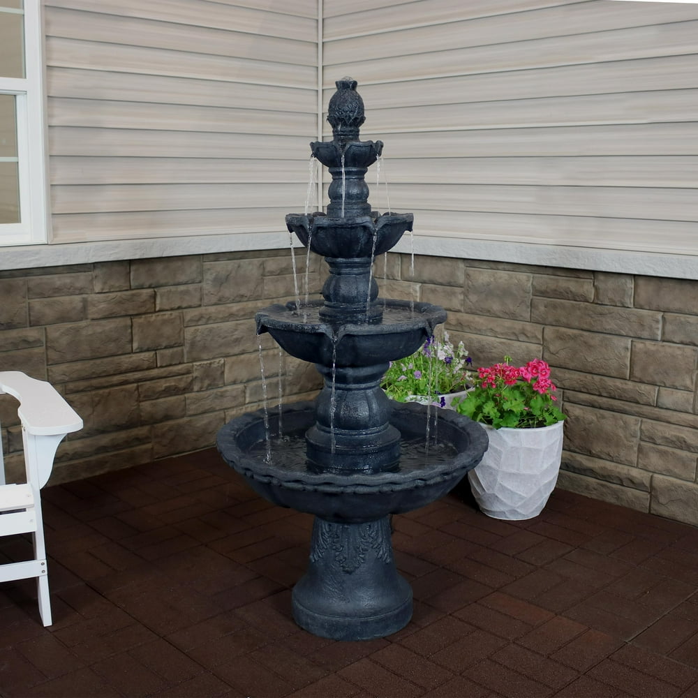 Sunnydaze Pineapple Large Outdoor Water Fountain 4Tier Waterfall