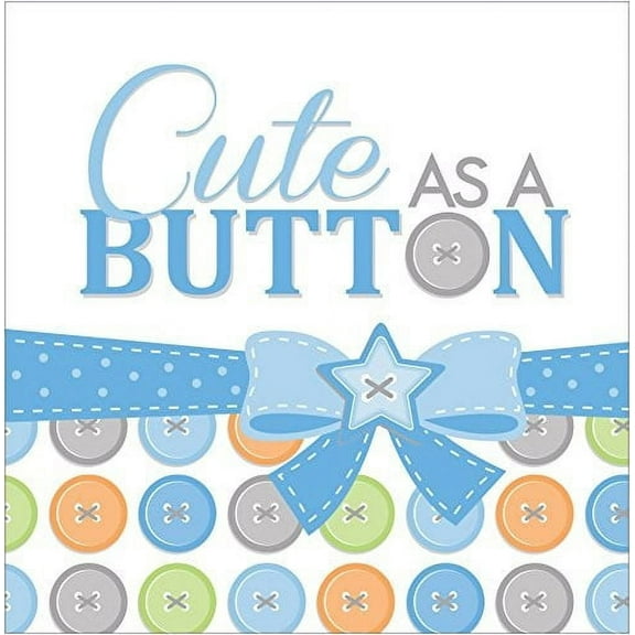 16-count 3 ply paper lunch napkins, cute as a button boy