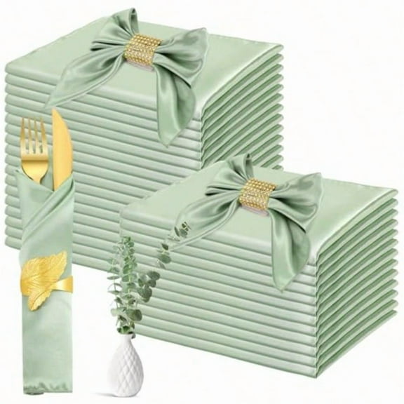 100 Pack Sage Cloth Napkins 17 X 17 Inch Green Table Napkins For Dinner Home Wedding Birthday Party Machine Washable Reusable Square Satin Napkin