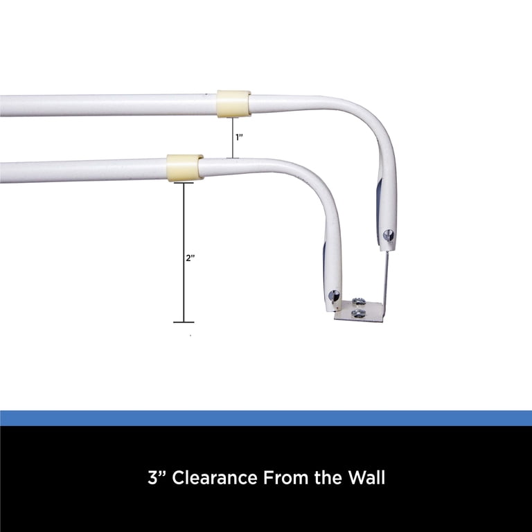 Adjustable Double Curtain Rod 28-48 Inches White 2 Pack photo 4