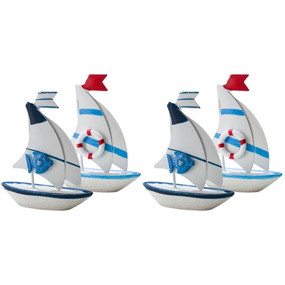 unbranded 4 pcs  Mediterranean Style Sailboat Models Nautical Style Sailing Boat Ship Decor Home Decoration