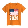 thumbnail image 4 of WUANDIXFA Girl Shirts 250 Anniversary USA Girls' United States Patriotic T-Shirt with American Flag Crewneck Short Sleeve Orange,2-3 Years, 4 of 5