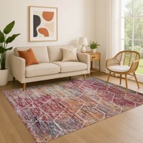 Addison Rugs Mayfield Premium Machine Washable Transitional Geometric Pink Rectangle Rug, 3' x 5'