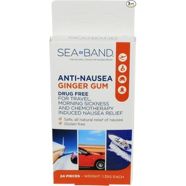 SEA-BAND GINGER GUM,ANTI-NAUSEA, 24 CT, Pack of 3