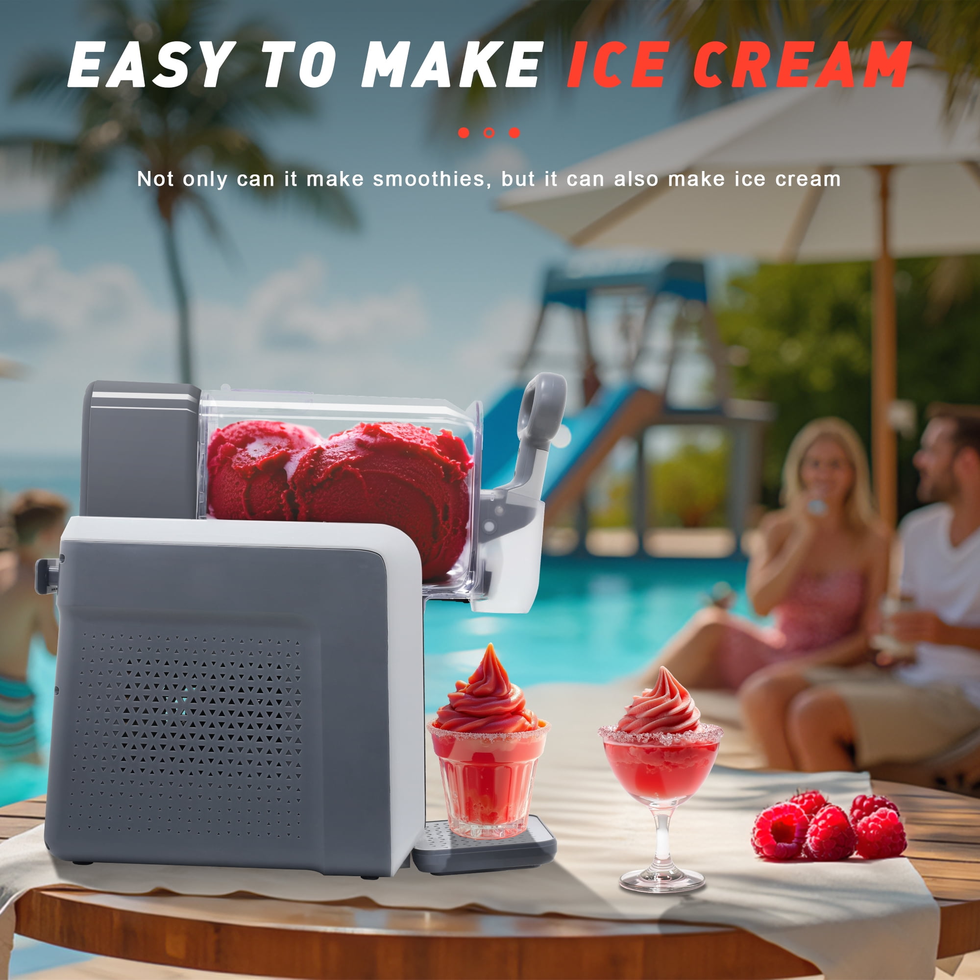 Leumius Slushie Machine, Slushy Machine for Home No ice Needed, Professional Frozen Drink Maker withLED Display, Programs for Frozen Margaritas, lce Cream