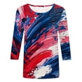 thumbnail image 4 of Women 3/4 Long Sleeve Shirt 4th of July Stars Printed Tee Memorial Day Gift, 4 of 5