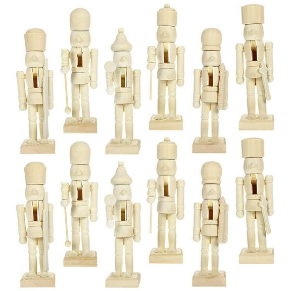 FOMIYES Wooden Nutcracker Unfinished Khaki 12Pcs 4.7X1.7X1.6In