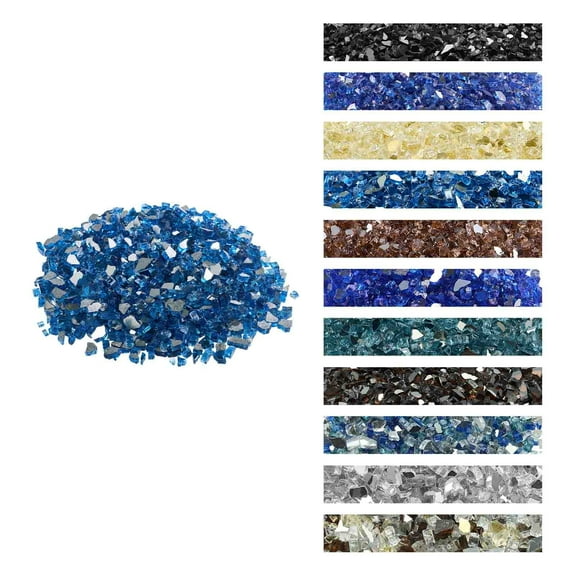 VEVOR Fire Glass, 10LBS / 4.5KG High-Temperature Resistant Fireplace Rocks, 1/2-Inch / 12.7 mm Reflective & Smokeless Firepit Glass Rock, High Luster Stone Landscaping for Fire Pit Table