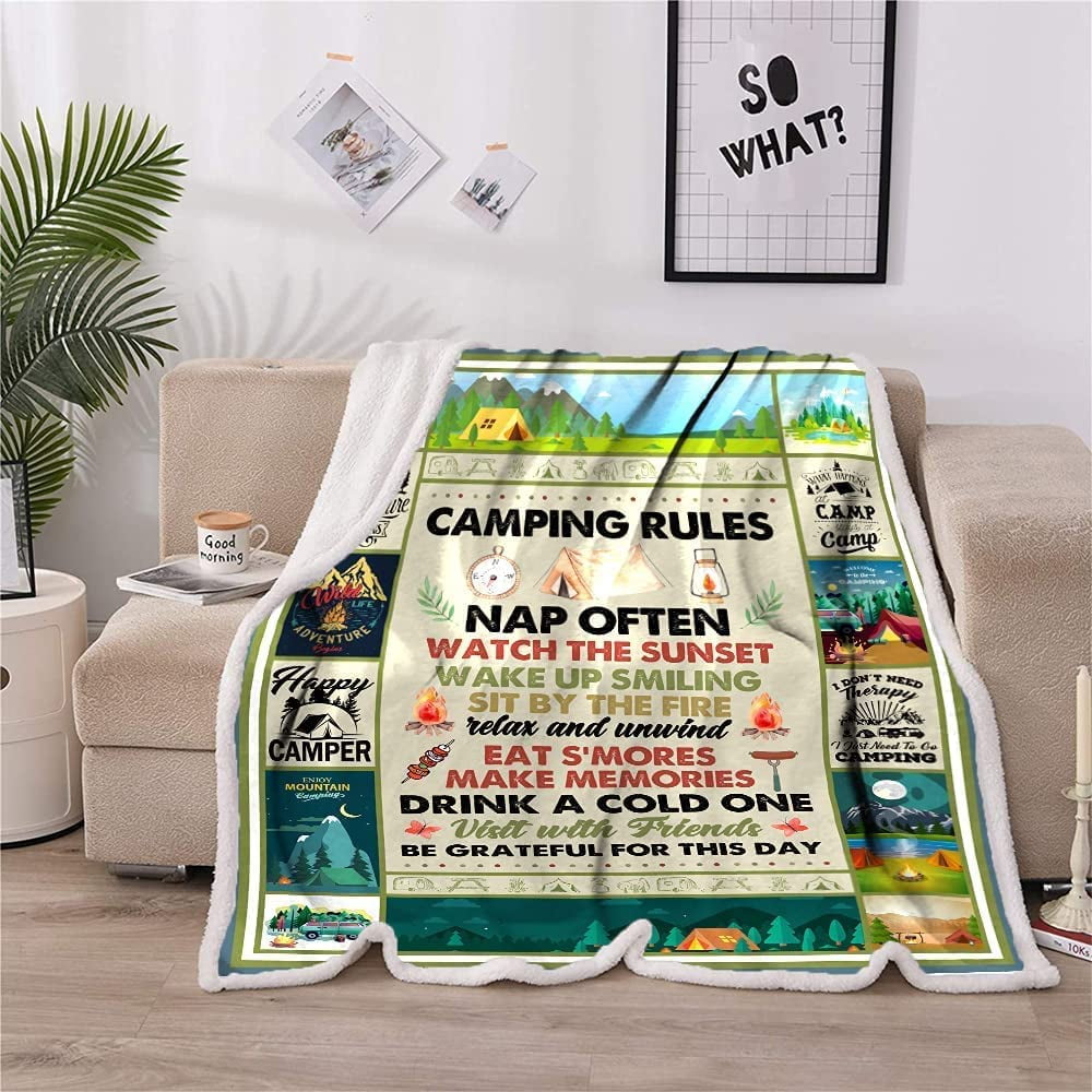 Ultra Soft Camping Bus Throw Blankets Retro Bus Camper Decor Sherpa