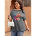 thumbnail image 3 of XCHQRTI Womens Plus Size Love Heart Tshirt Rolled Sleeve Graphic Tee Flowy Casual Blouse Top, 3 of 6