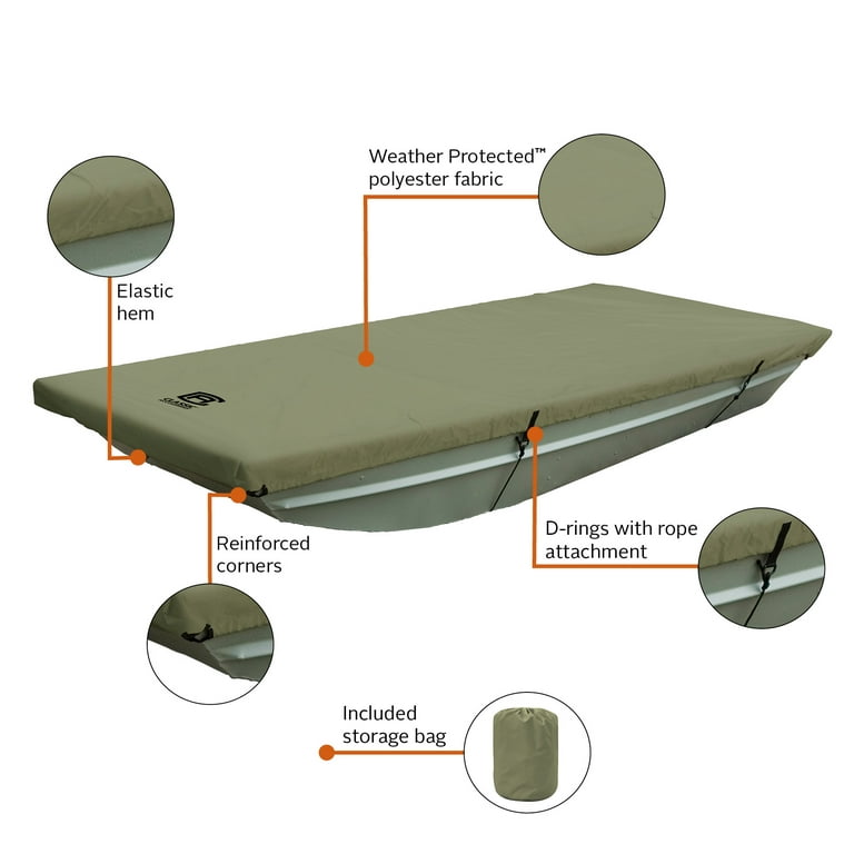 Classic Accessories Jon Boat Cover, Fits Jon Boats 14' L x 62 W, Weather  Protected Fabric, Model B