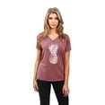 thumbnail image 2 of Pineapple Sketch Women's Fashion Relaxed V-Neck T-Shirt Tee Heather Rouge Large, 2 of 3