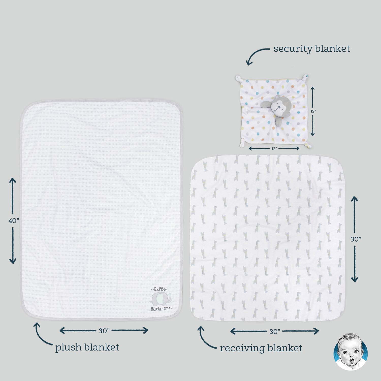 Gerber Baby Boy or Girl Gender Neutral Ultra Plush Security Blanket with Satin Trim