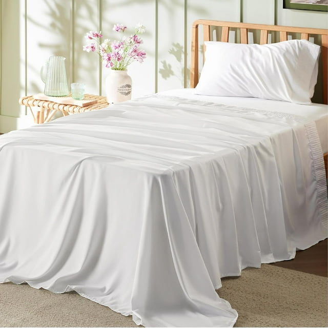 Queen Sheet Set Pieces Soft Queen Size Sheets Breathable & Cooling Hotel Luxury Easy Care Polyester Microfiber Bedding