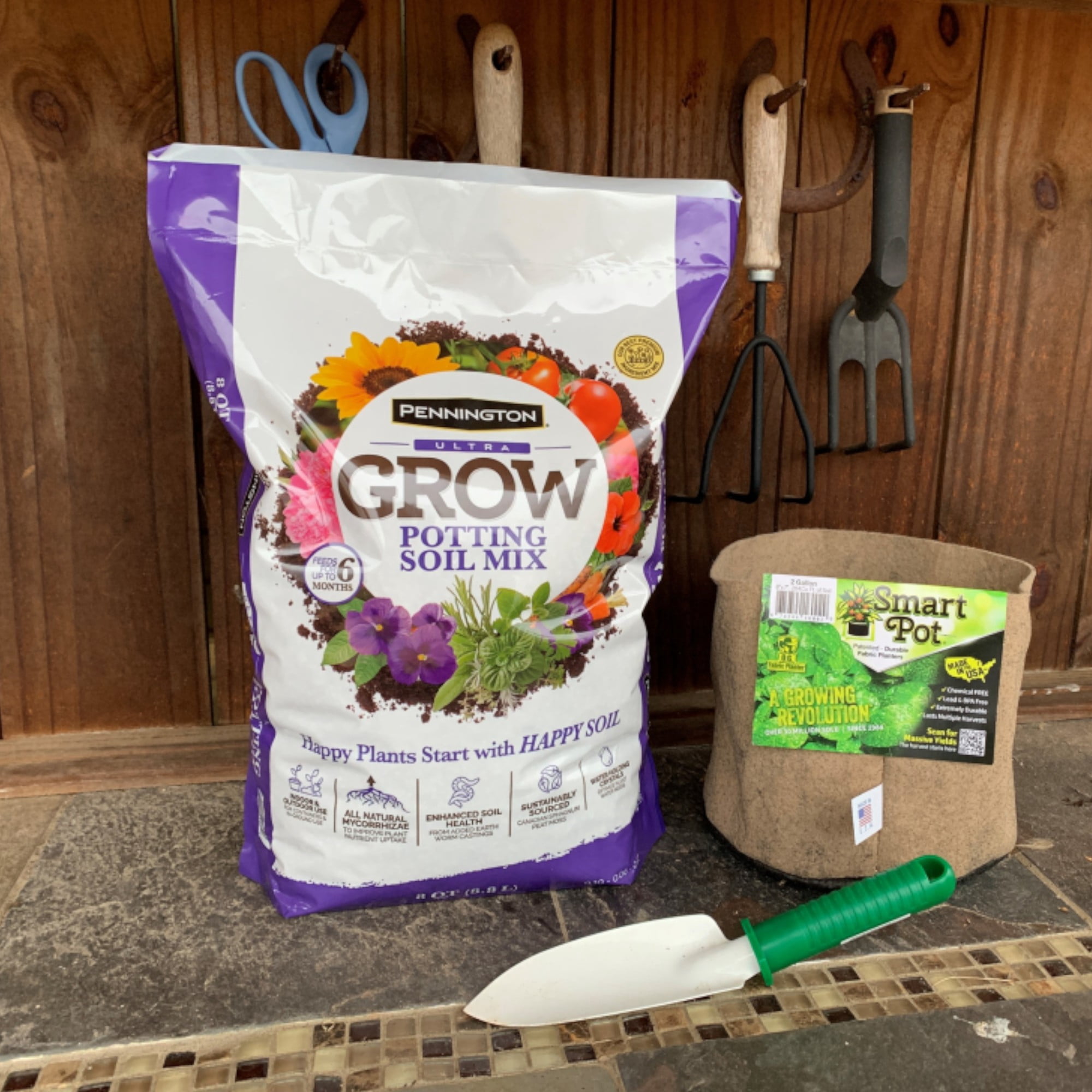 Pennington Ultra Grow Potting Soil & 2 Gallon Fabric Planter, 8 Qt. Bundle