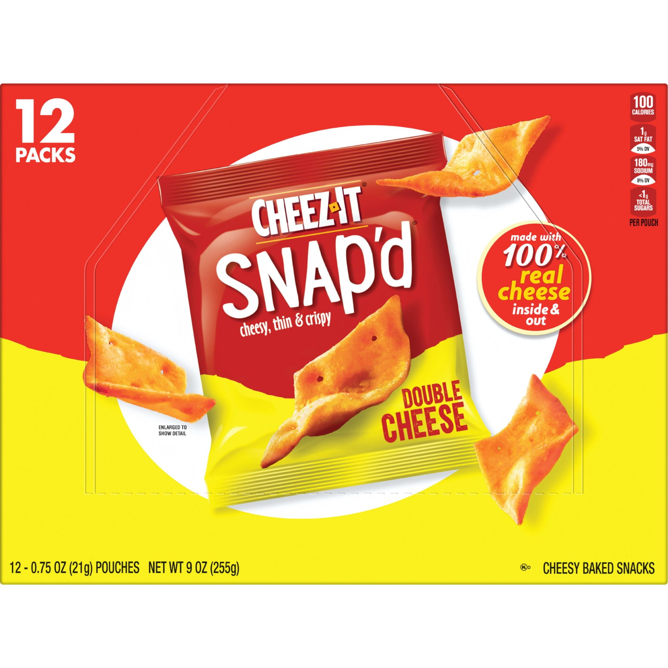Cheez-It Double Cheese Cracker Chips, Thin Crisps, 12 Count