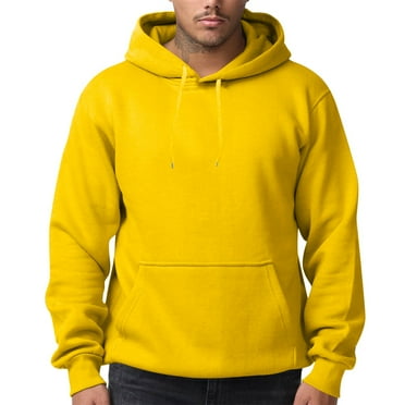 TQWQT Mens Fleece Yellow Hoodies Casual Basic Hoodies Pullover Hooded Sweatshirts Long Sleeve Sweatshirt Solid Color Plain Hoodies with Pockets XL