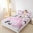 thumbnail image 3 of Castle Fairy Elegant Parisian Tulle Gown Queen Sheets 4 Pieces,Chic Black Bow High Heel Queen Sheet Sets,Pink Black White,1 Fitted Sheet, 1 Flat Sheet and 2 Pillowcases, 3 of 6