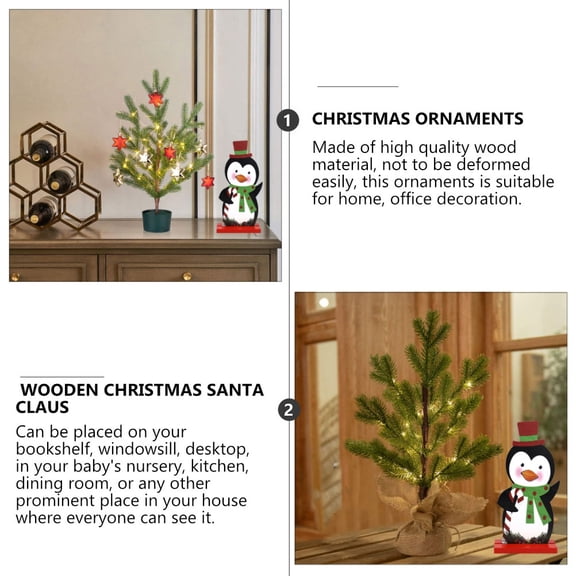 Gymnture Wooden Penguin Christmas Tabletop Figurine Decorative Holiday Centerpiece for Home and Office