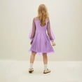 thumbnail image 4 of bbymog Girls Dresses Size 10-12 Mesh Long Sleeve A-Line Dress Girls Party Black Dress for Girls 10-12 Girls Clothes Purple 7 Years, 4 of 5