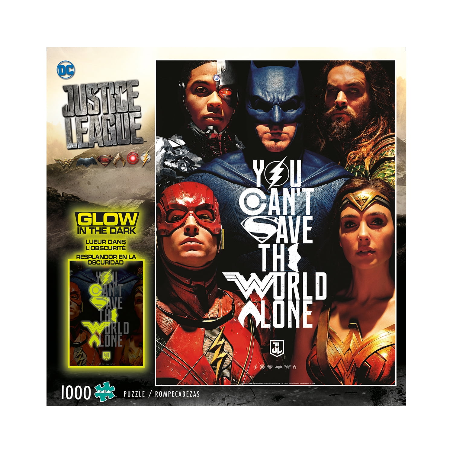 Buffalo Games Justice League - You Can't Save the World Alone Glow-in-the-Dark Jigsaw Puzzle: 1000 Pieces