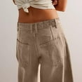thumbnail image 5 of Women's Cropped Barrel Jeans Baggy Boyfriend Denim Pants Mid Waist Wide Leg Loose Fit, Vintage Washed Straight Leg Casual Jeans for Effortless Style,Light Brown S, 5 of 5