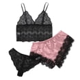 thumbnail image 1 of Conjunto de pijama HUOGUO para mujer, cuello en V, encaje y pestañas, sexy stain, 1 of 5