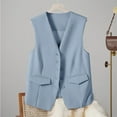 thumbnail image 5 of Lovskoo Women's Solid Color Waistcoat Suit Fabrics Pockets Sleeveless Vest V Neck Button Down Fashion Dressy Blazer Jacket Blue, 5 of 7