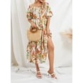 thumbnail image 6 of Biekopu Women's Summer Beach Dress,Casual Short Sleeve Floral Print Long Ruched Boho Dress, 6 of 8