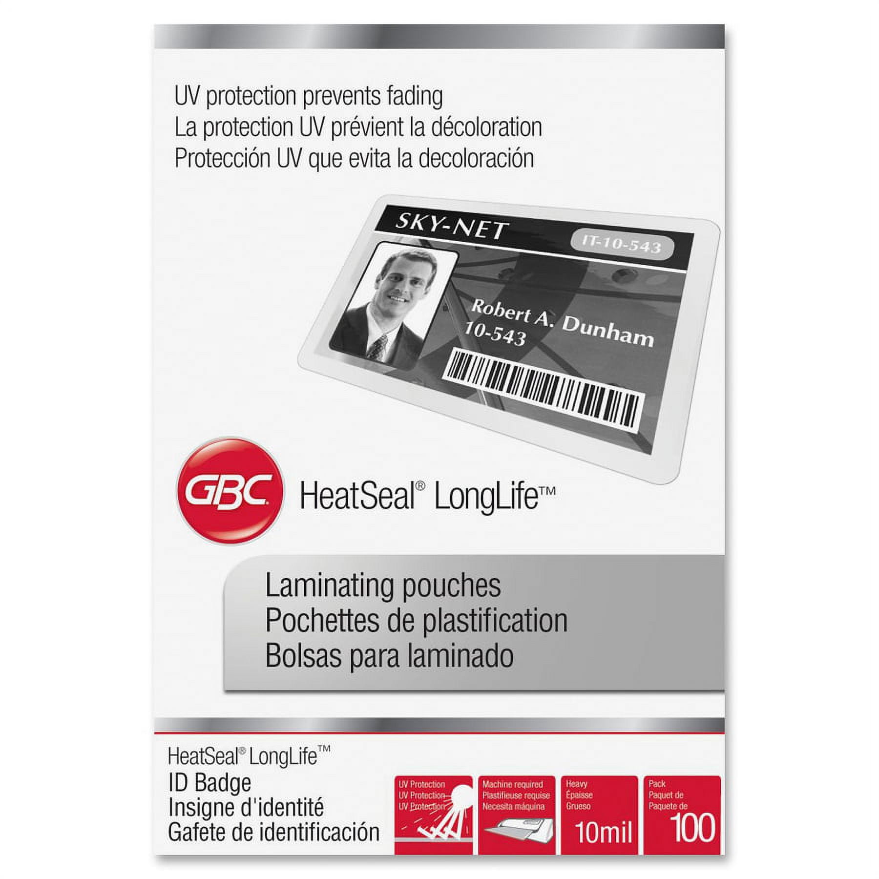 GBC, GBC3202104, HeatSeal LongLife Thermal Laminating Pouches, 100 / Box, Clear