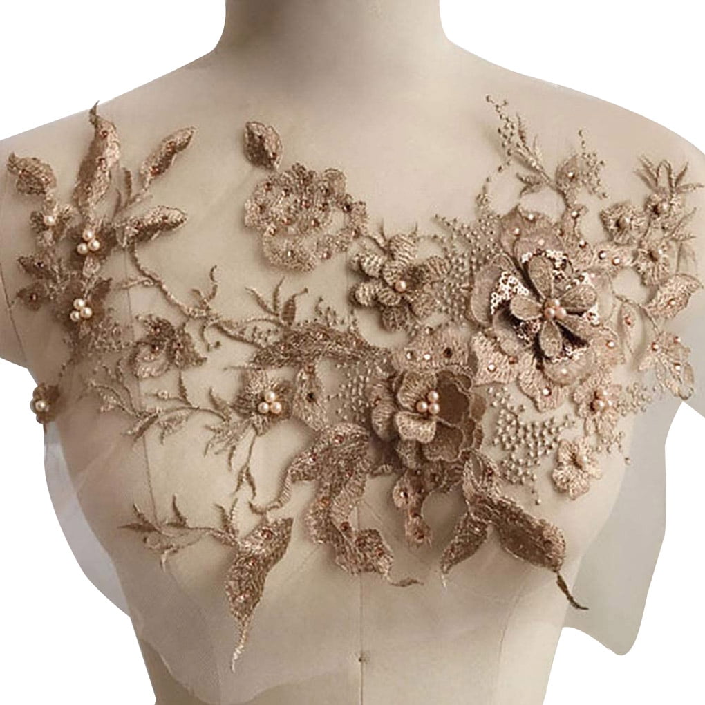 Floral Motif Lace Applique Trim Polyester Lady Dress  40*13 cm 