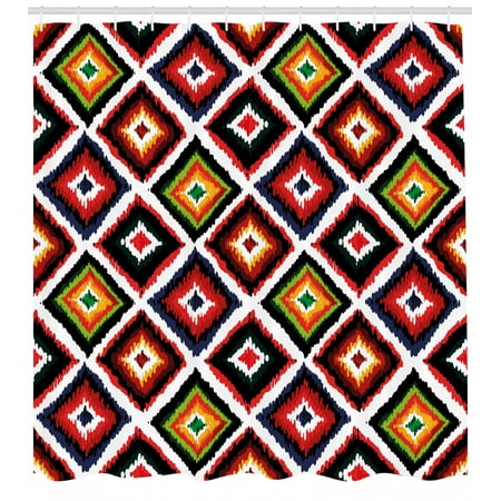 Ikat Decor Shower Curtain Vintage Ethnic Ikat Figures With