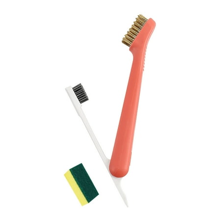 

XFLWAM Gas Range Bristle Cleaning Brush + 1pc Sponge Brush Steel Wire Oil Cleaning Brush Small Steel Brush Gas Range Brush